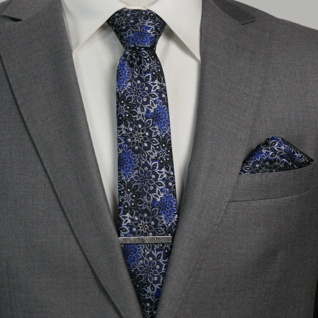 Navy Floral Pocket Square