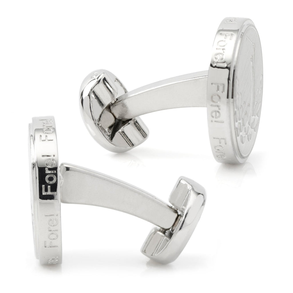 Golf Fore Silver Cufflinks with Golfer Swing Design - Image 3