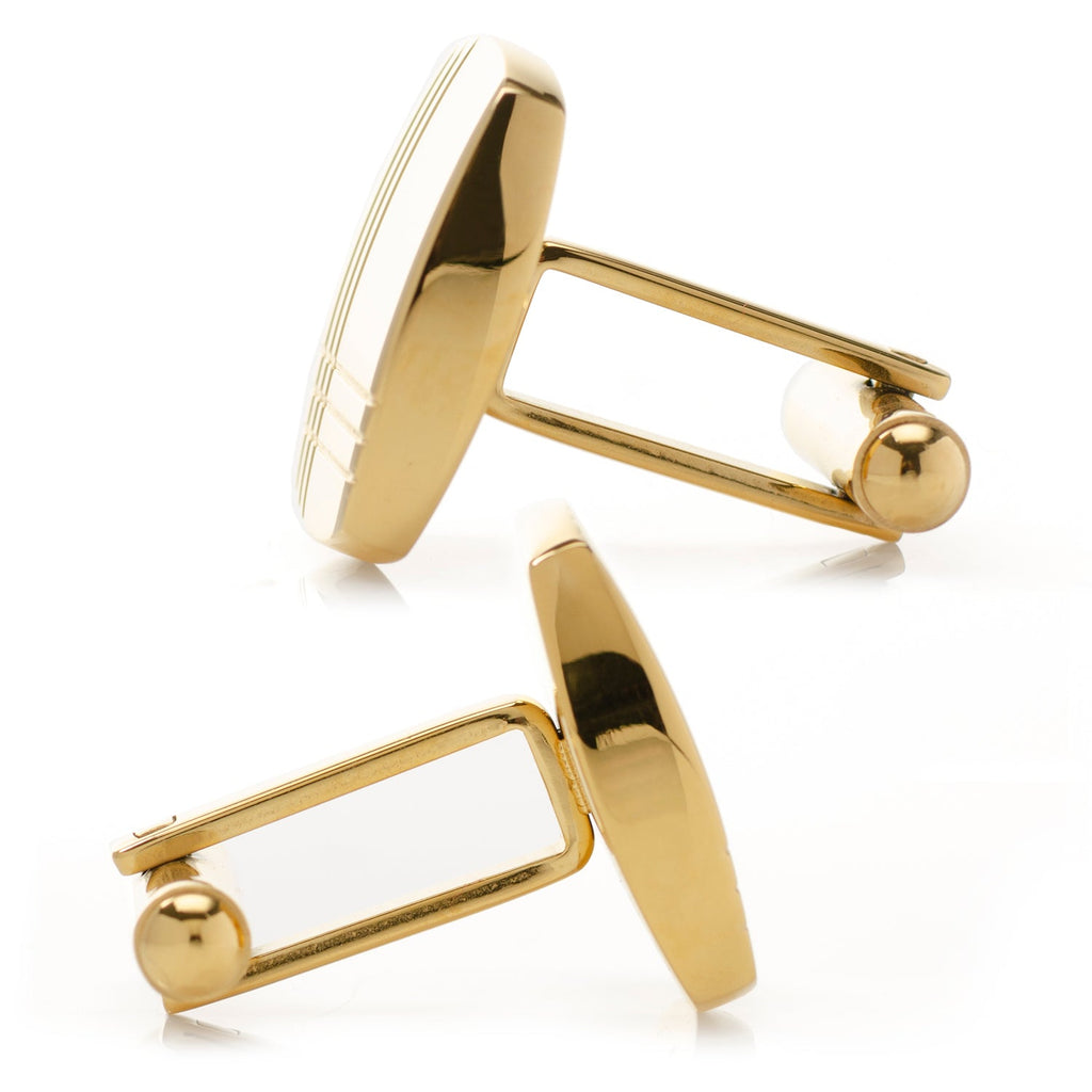 Sterling Silver Gold Tartan Plaid Cufflinks