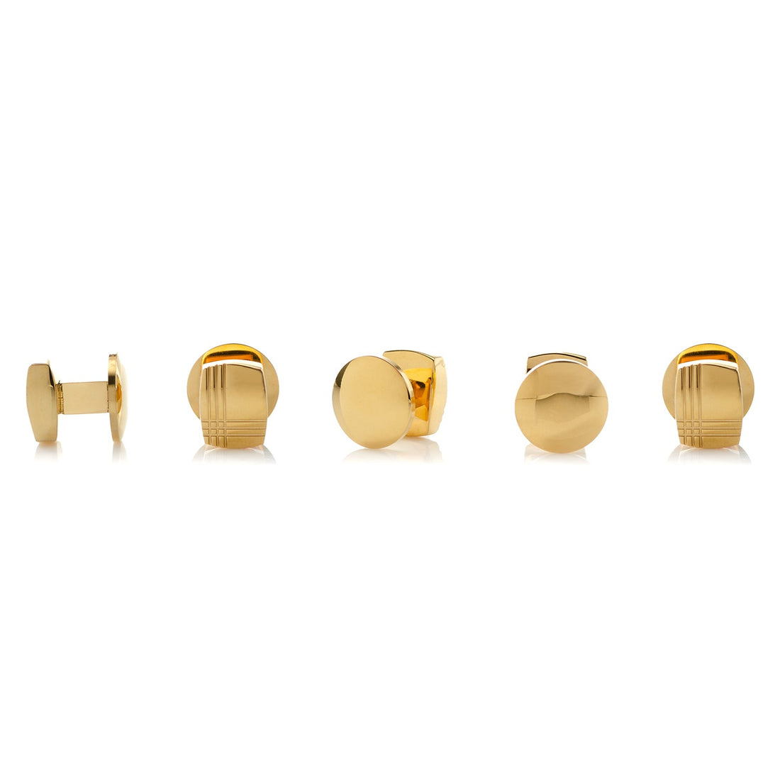 Stainless Steel Gold Tartan 5-Stud Set