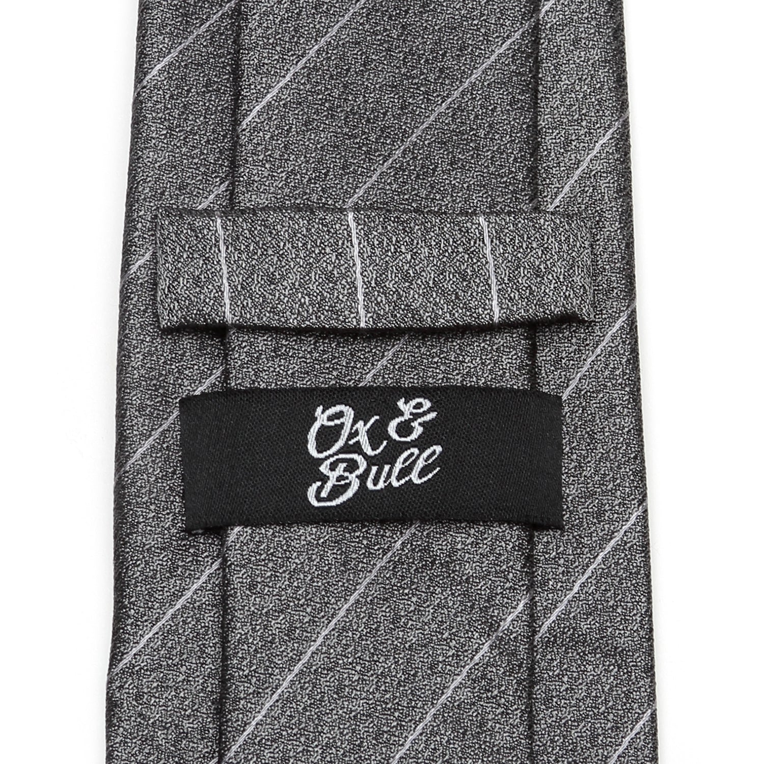 Woven Gray Stripe Men's Silk Necktie for Formal and Casual Wear - Image 4