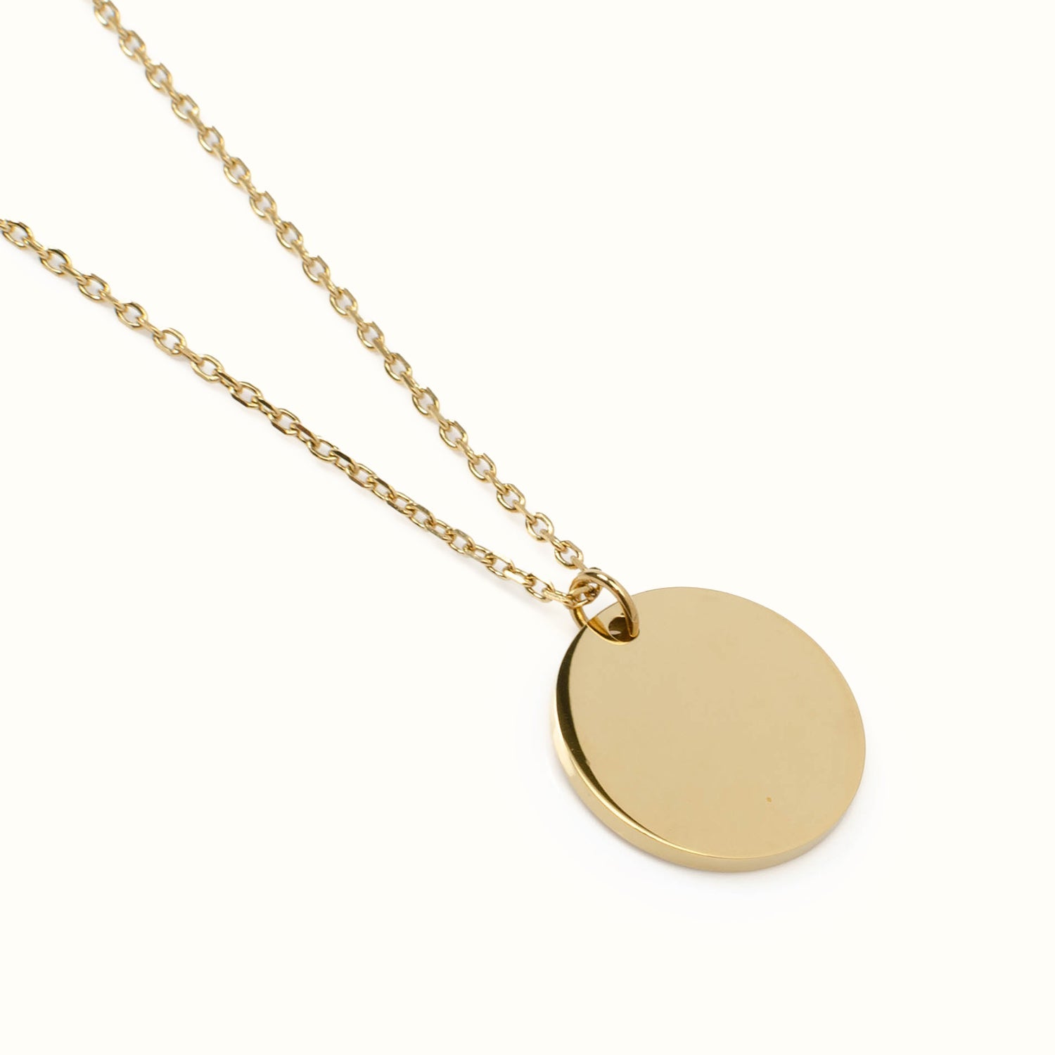 Women's Gold Stainless Steel Engravable Round Pendant