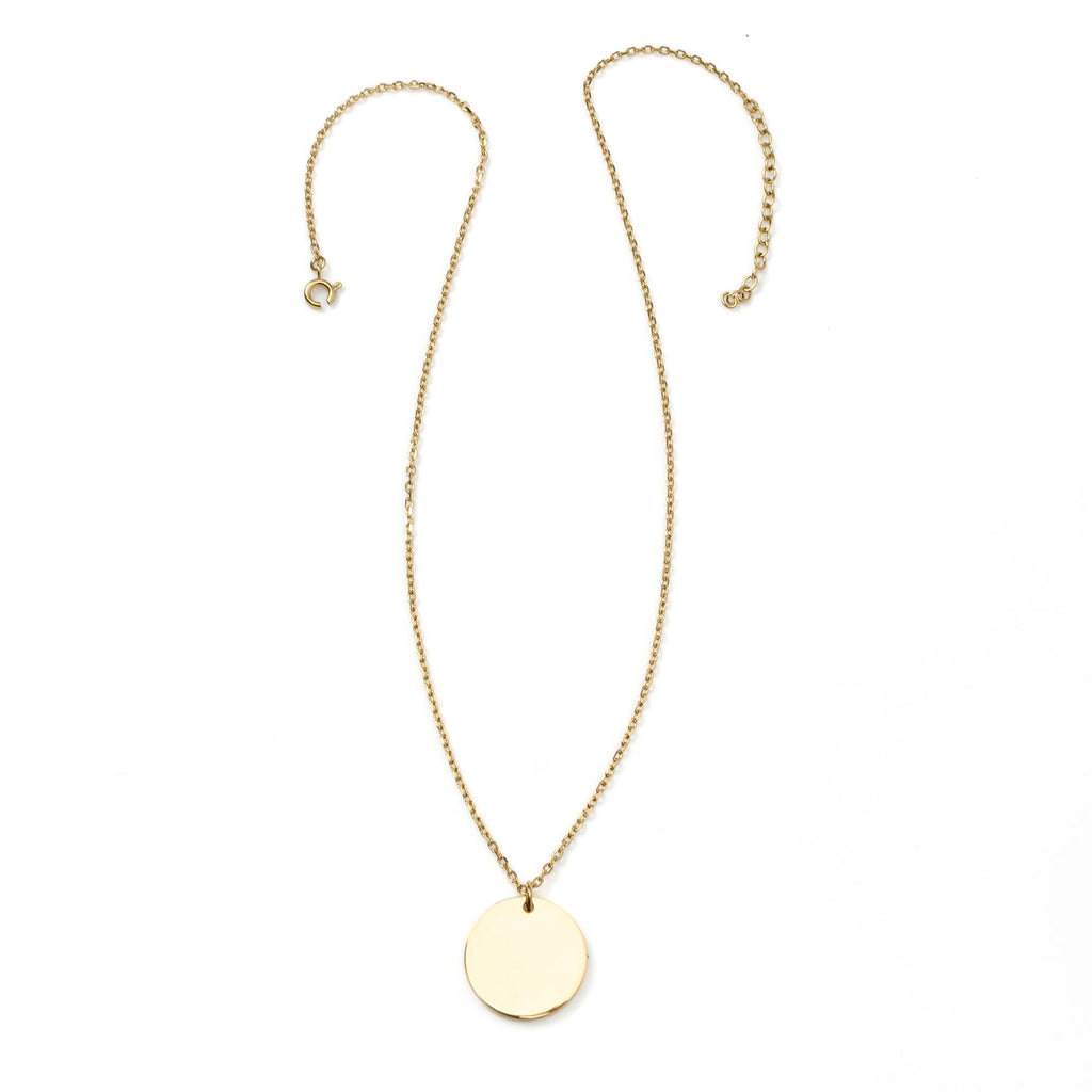 Women's Gold Stainless Steel Engravable Round Pendant