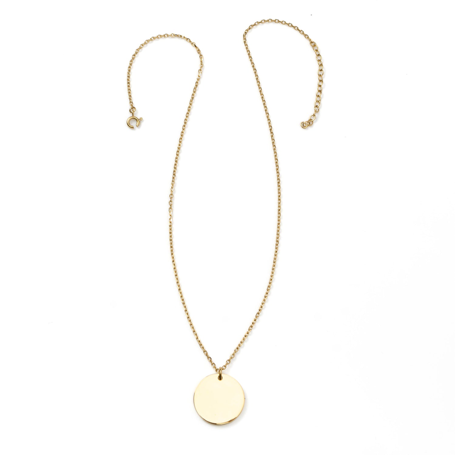 Women's Gold Stainless Steel Engravable Round Pendant