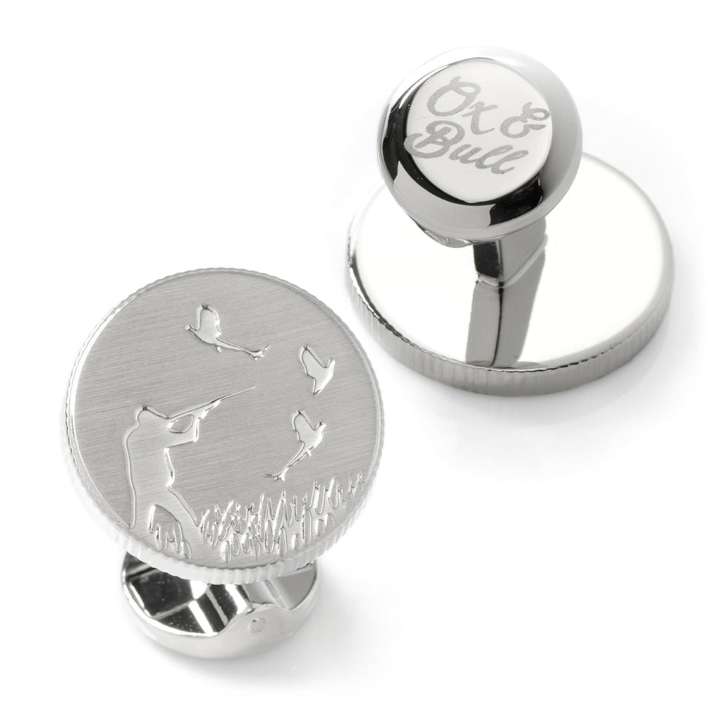 Hunter Silver Embossed Cufflinks with Brushed Matte Finish - Image 2