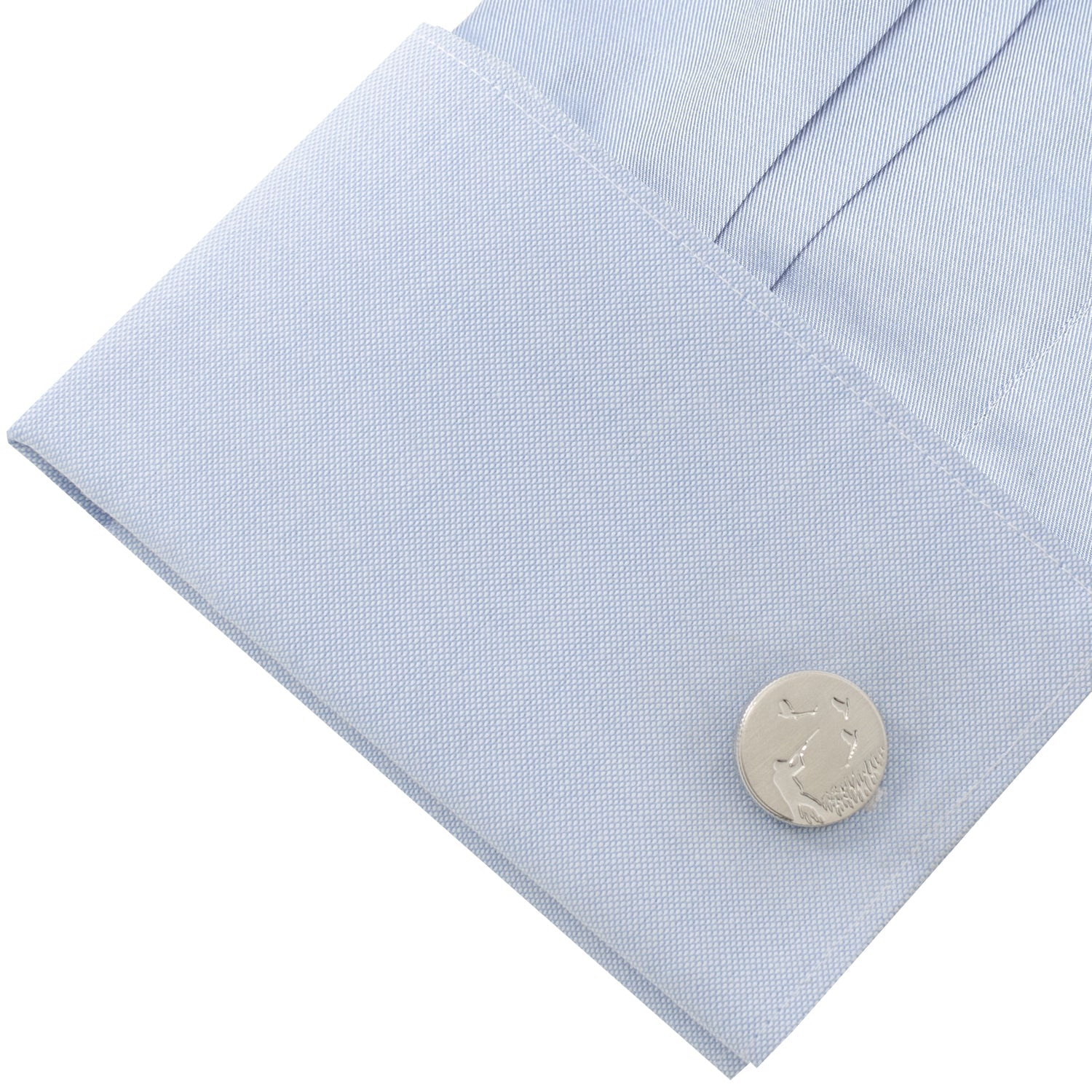 Hunter Silver Embossed Cufflinks with Brushed Matte Finish - Image 4