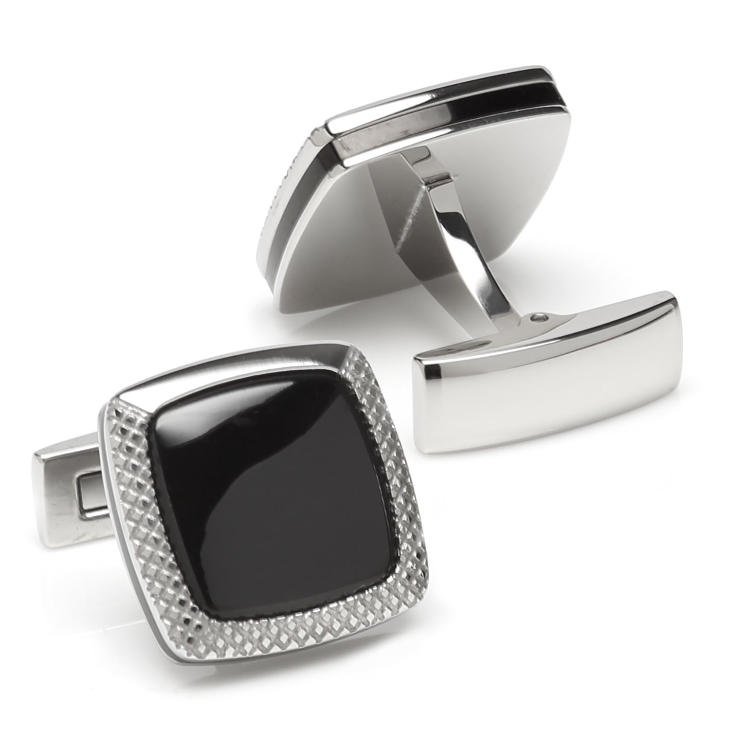 Onyx Cushion Stainless Steel Cufflinks