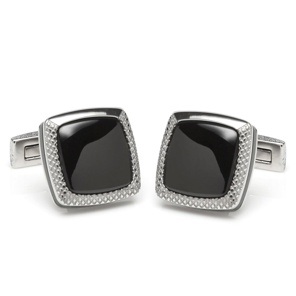 Onyx Cushion Stainless Steel Cufflinks
