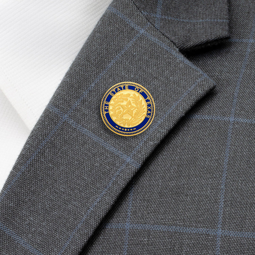 State of Texas Seal Lapel Pin in Gold and Blue Enamel - Image 4