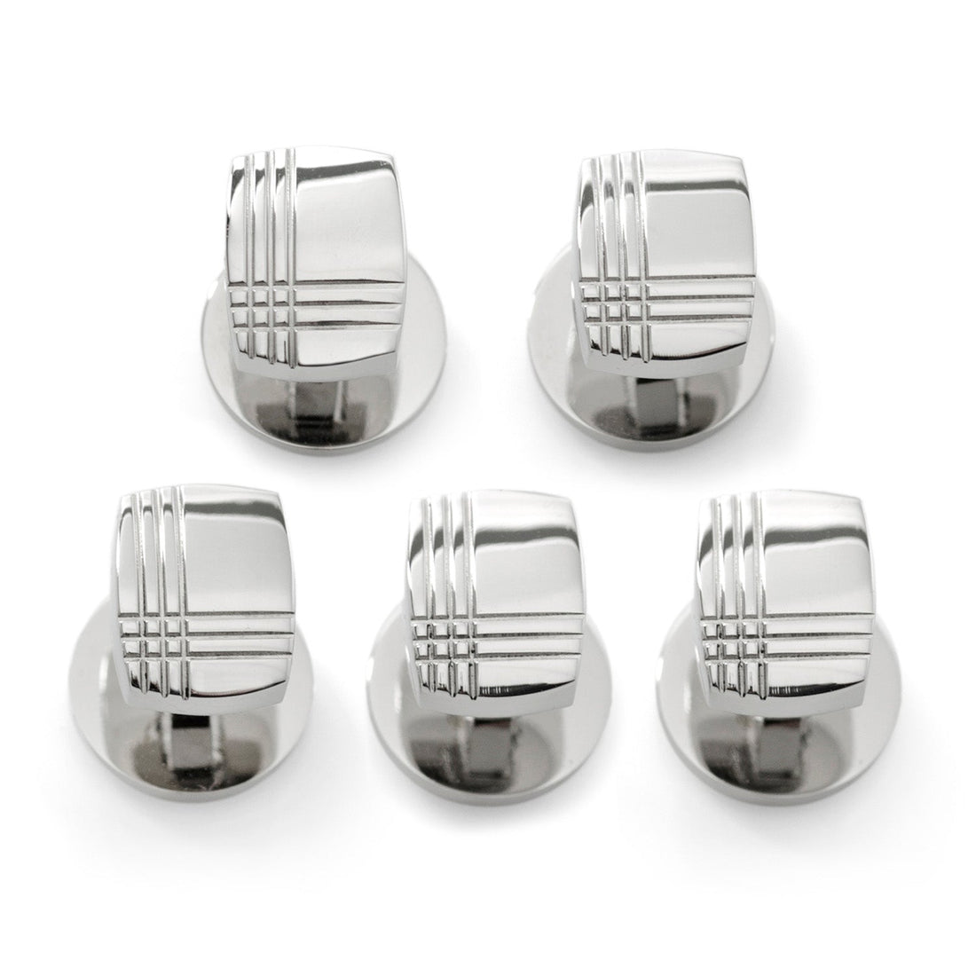 Sterling Silver Tartan Plaid 5-Studs