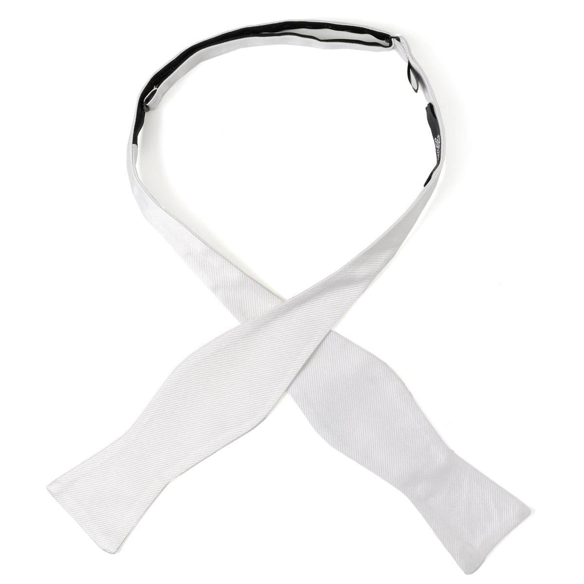 White Silk Self-Tie Bow Tie Formal Adjustable Neckwear - Image 3