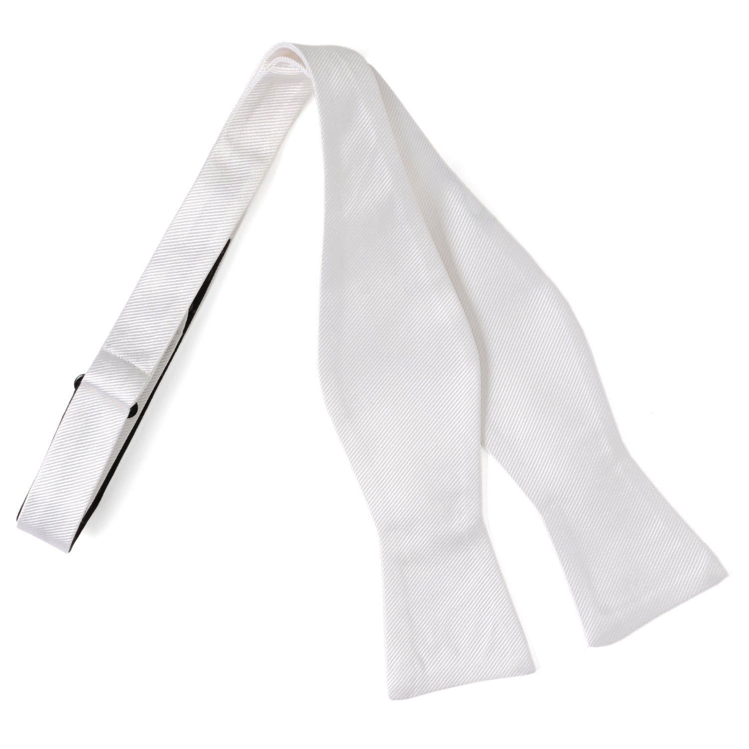White Silk Self-Tie Bow Tie Formal Adjustable Neckwear - Image 5