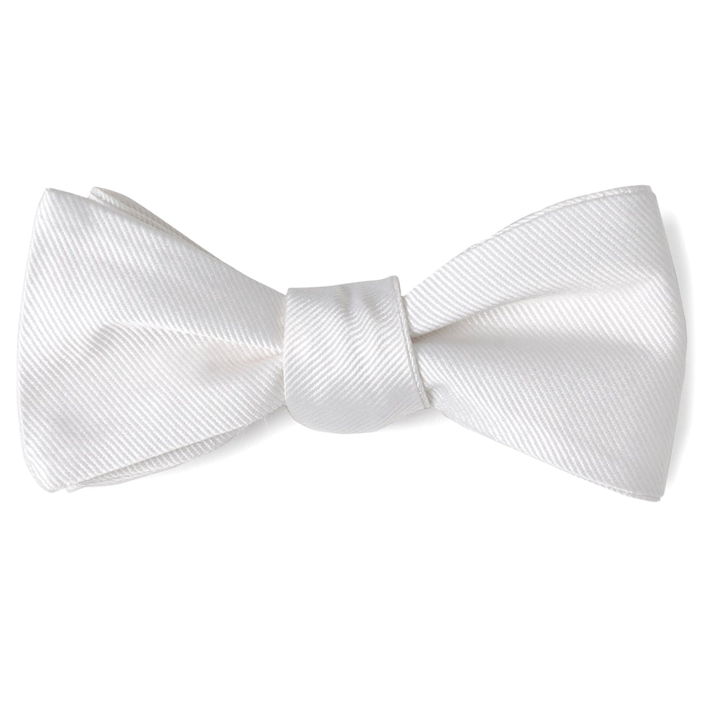 White Silk Self-Tie Bow Tie Formal Adjustable Neckwear - Image 7
