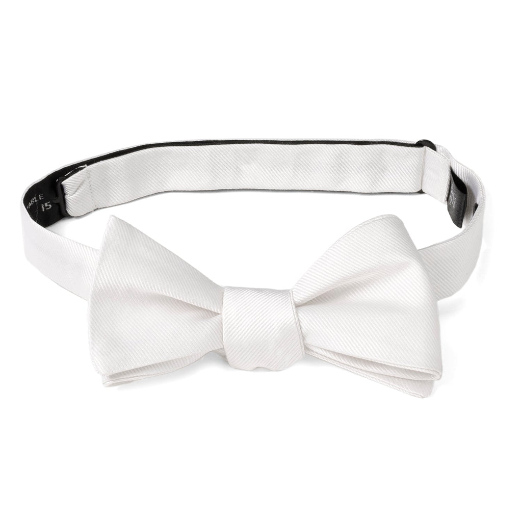 White Silk Self-Tie Bow Tie Formal Adjustable Neckwear - Image 8