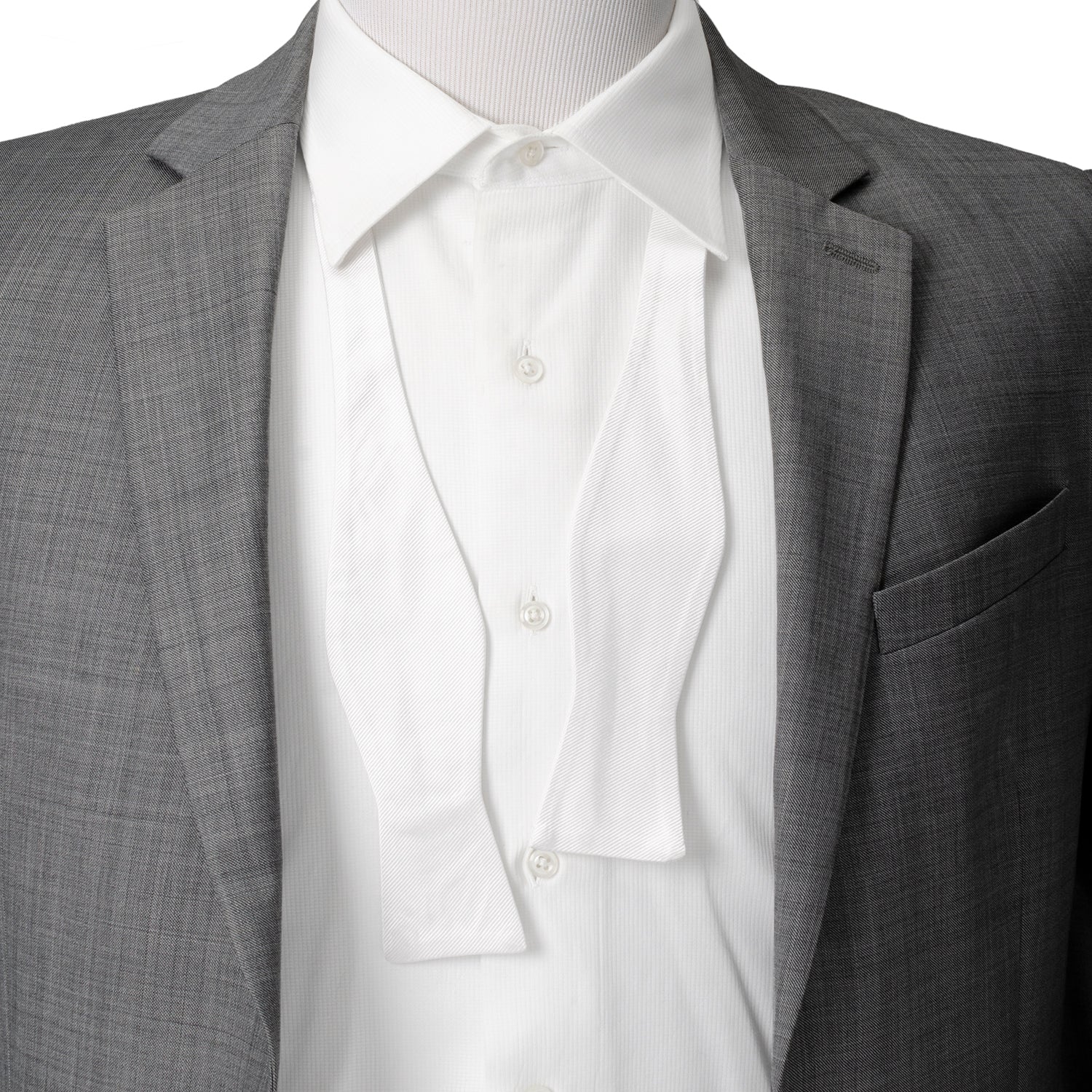 White Silk Self-Tie Bow Tie Formal Adjustable Neckwear - Image 9