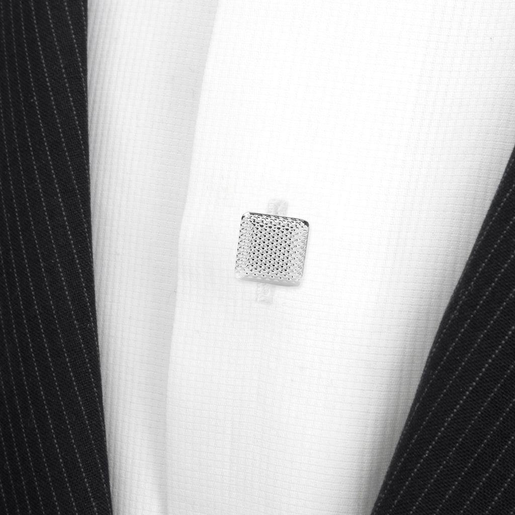 Silver Textured Square Studs
