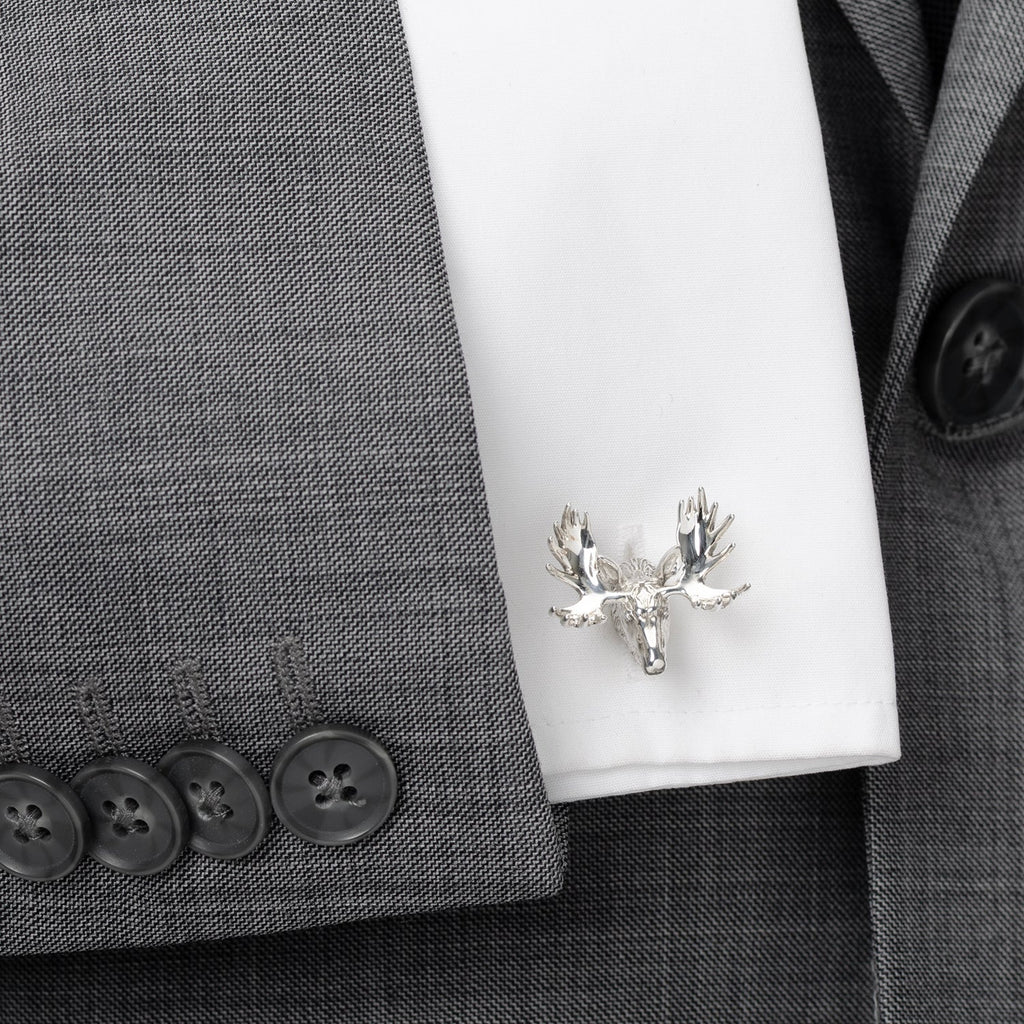 Antique Sterling Silver Moose Head Cufflinks