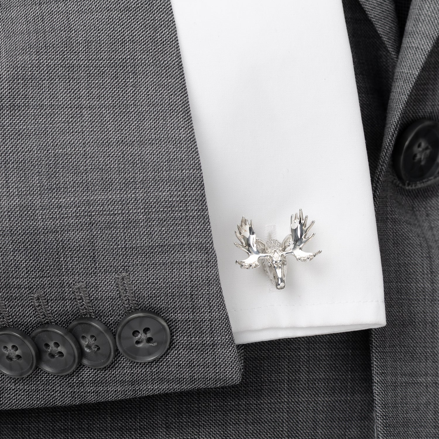Antique Sterling Silver Moose Head Cufflinks