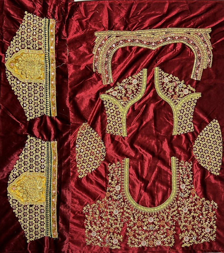 Velvet Wedding Lehenga Choli with Zircon and Sequins