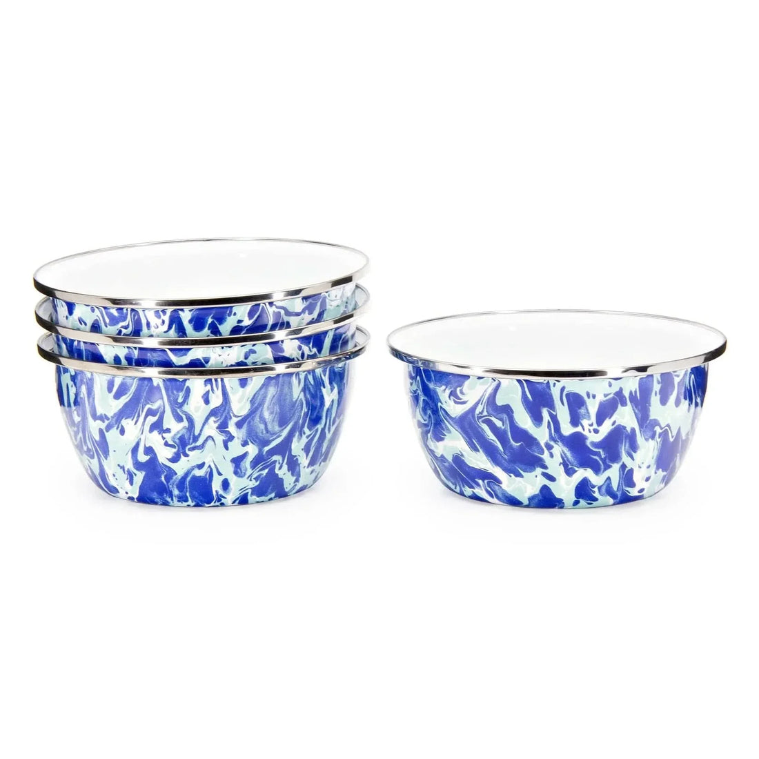 Aspen Grove Enamelware Salad Bowls - Rustic Set of 4