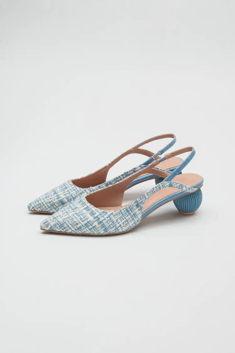 Tweed Slingback Heels with Sculptural Round Heel - Image 13