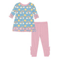 Print 3/4 Sleeve Babydoll Outfit Set in Sunshine and Rainbows