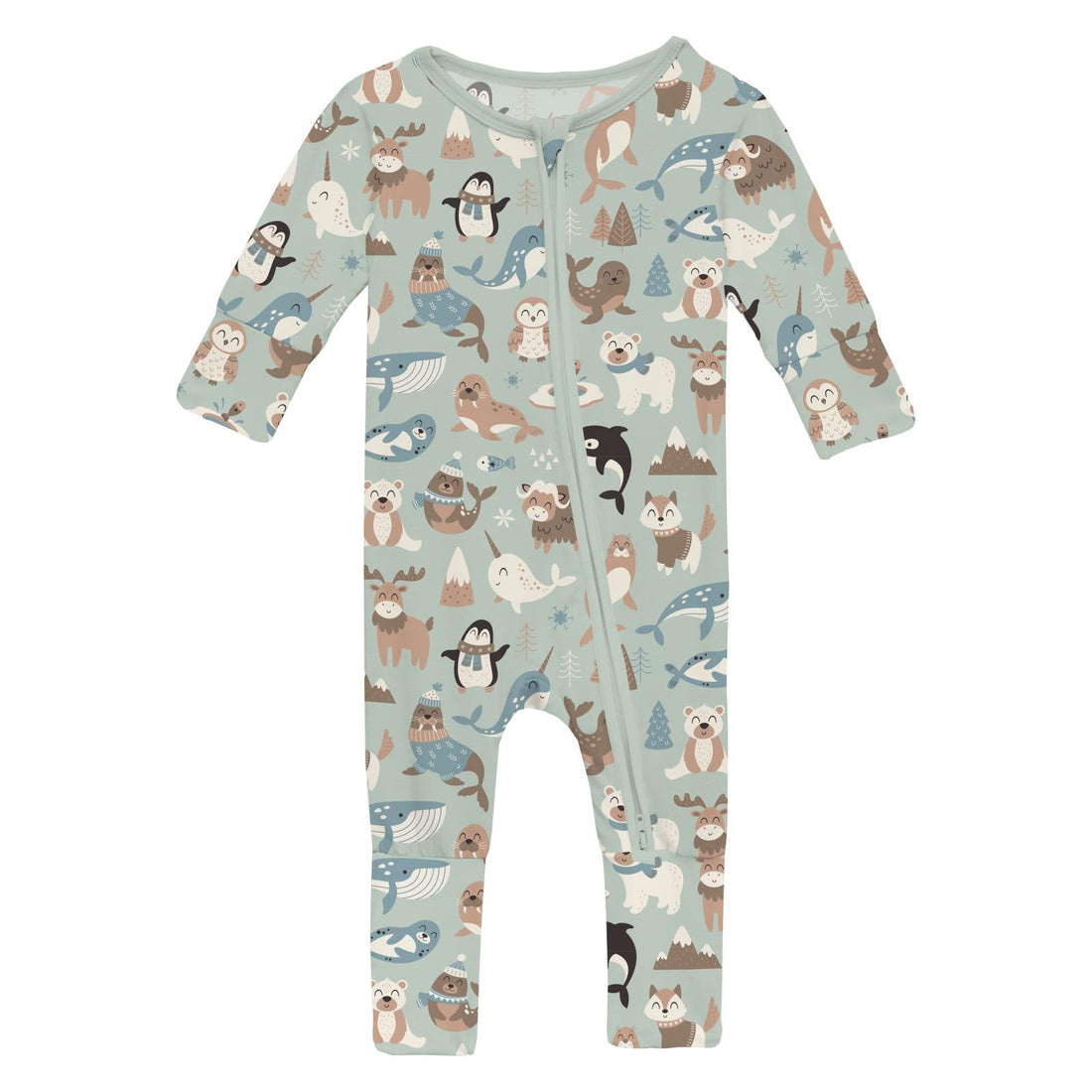 Print Convertible Coverall in Aloe Arctic Animals