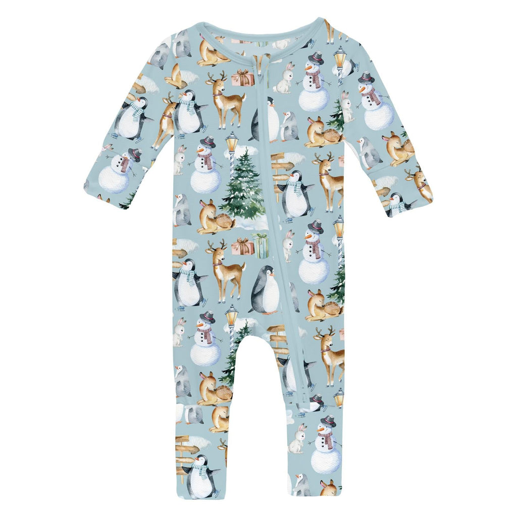 Print Convertible Coverall in Spring Sky Winter Woodland