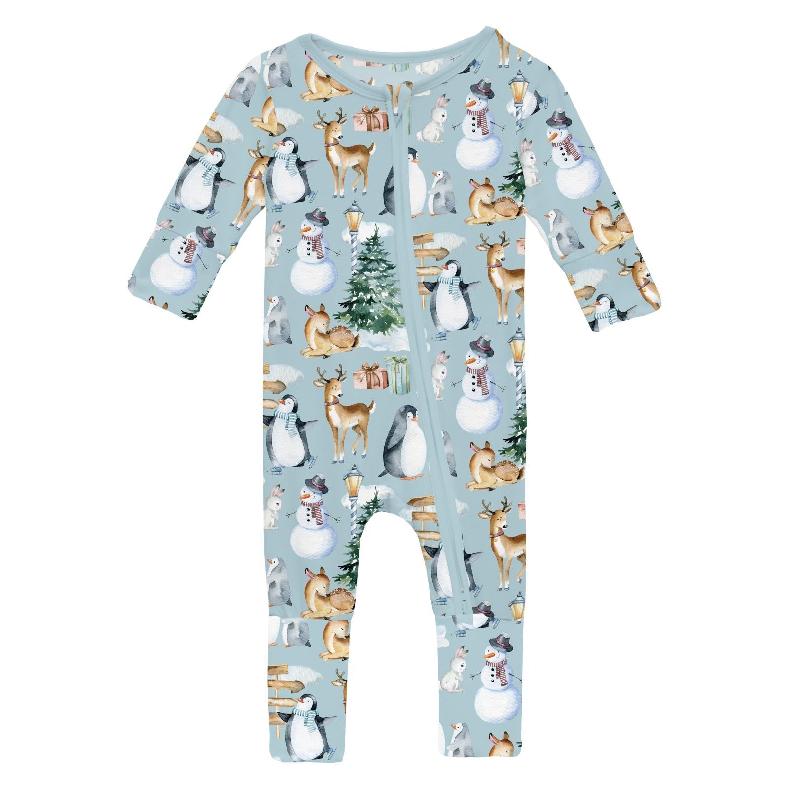 Print Convertible Coverall in Spring Sky Winter Woodland