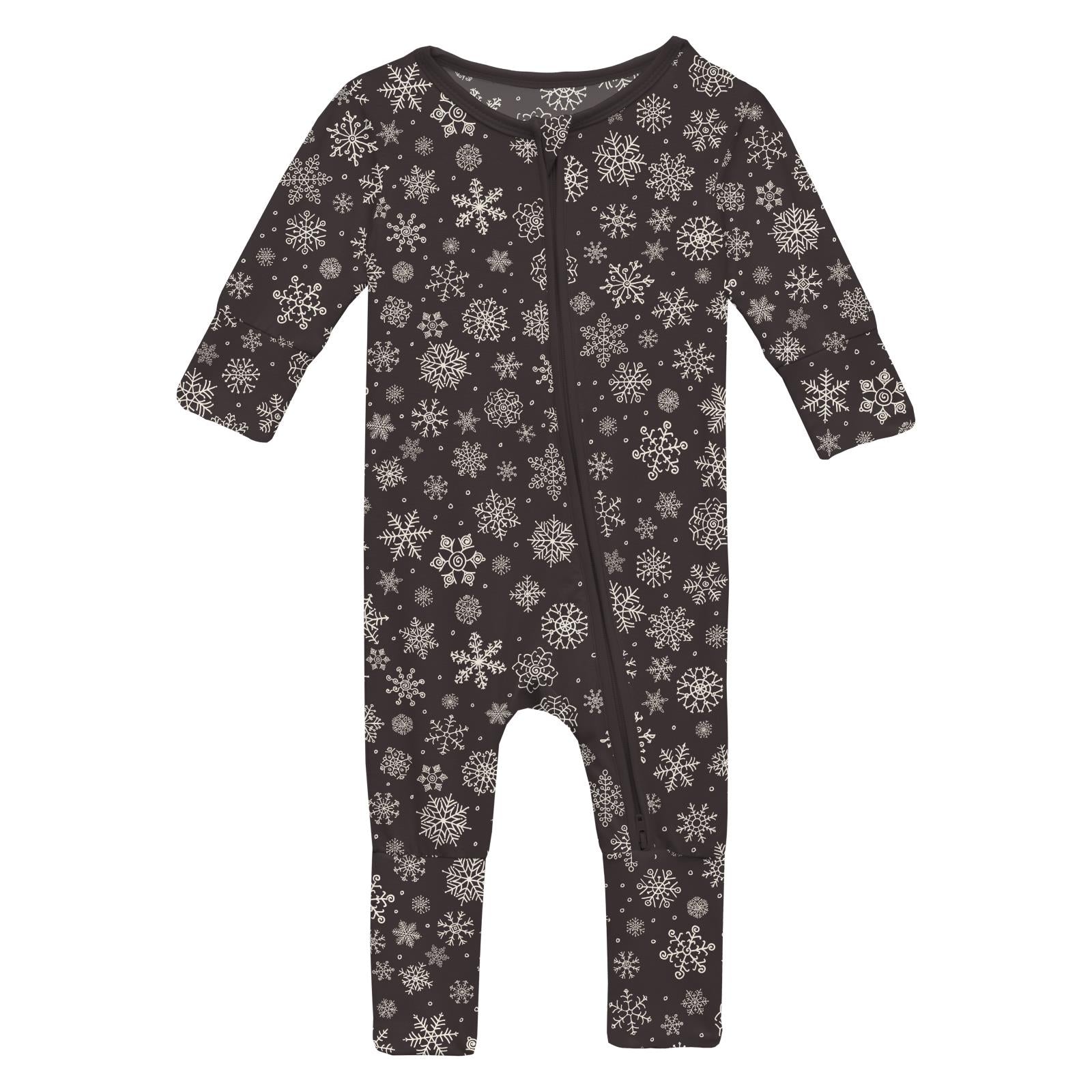 Print Convertible Coverall in Chalkboard Snowflakes