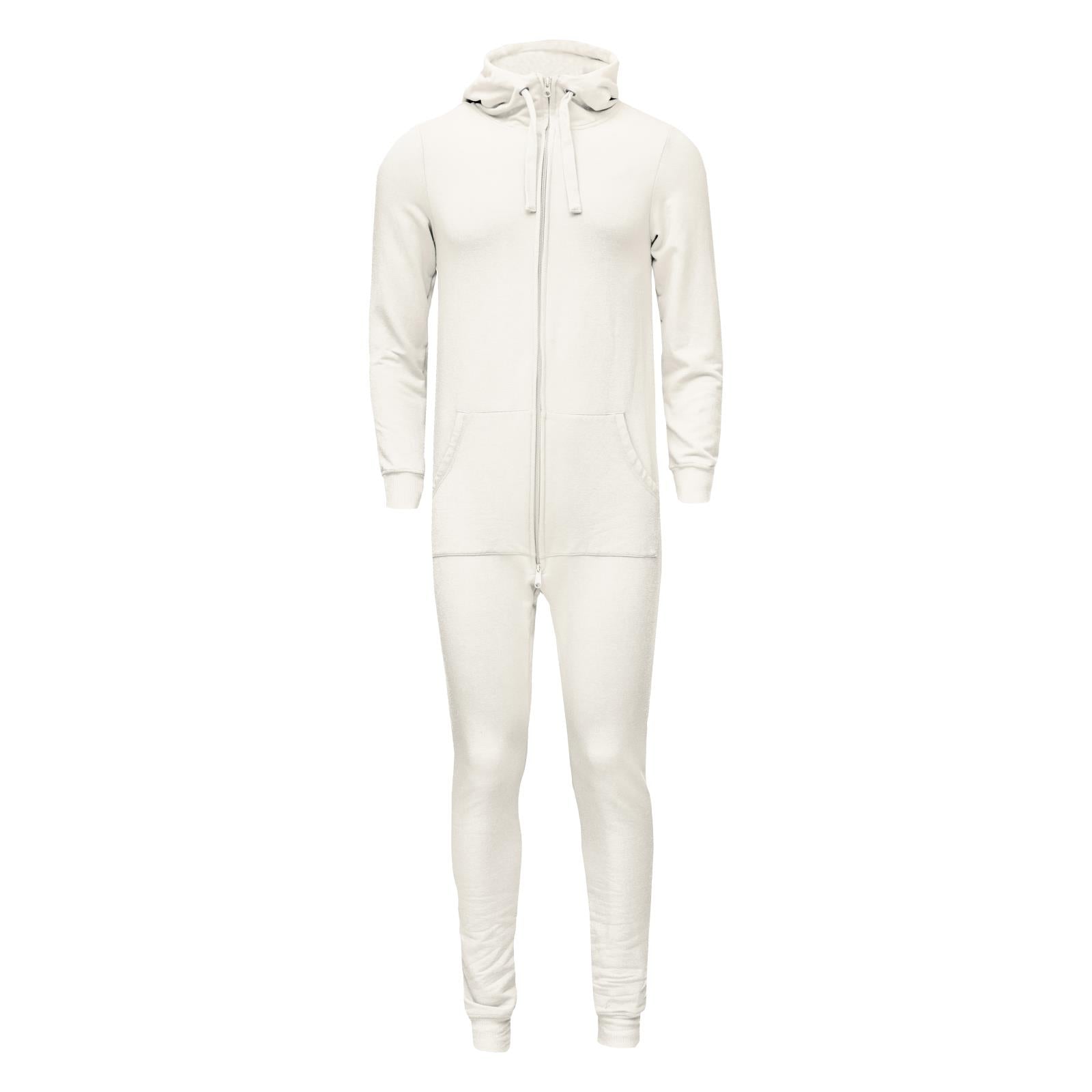 Adult Fleece Jumpsuit with Hood in Natural