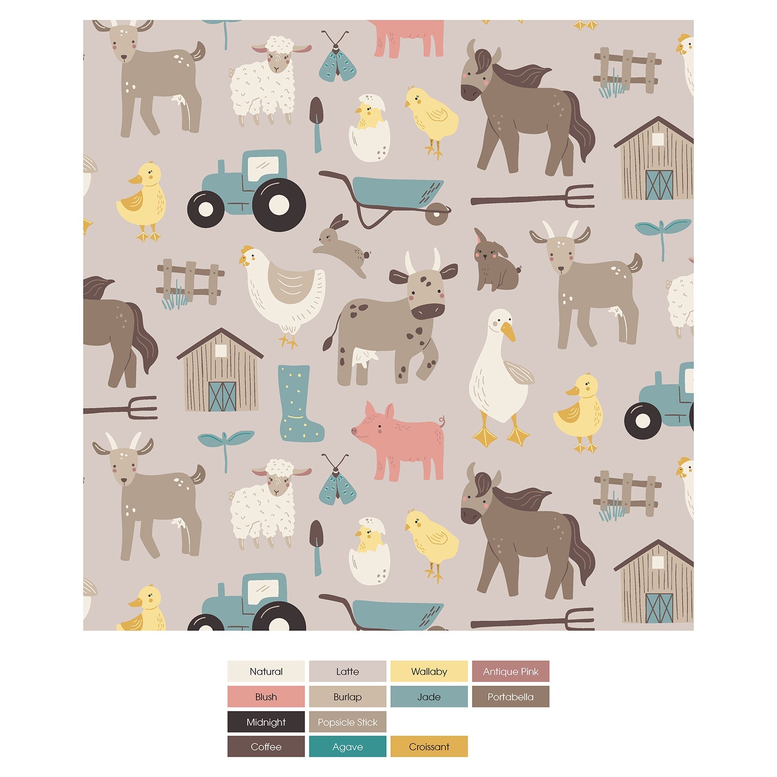 Print Convertible Sleeper with Zipper in Latte Morning on the Farm