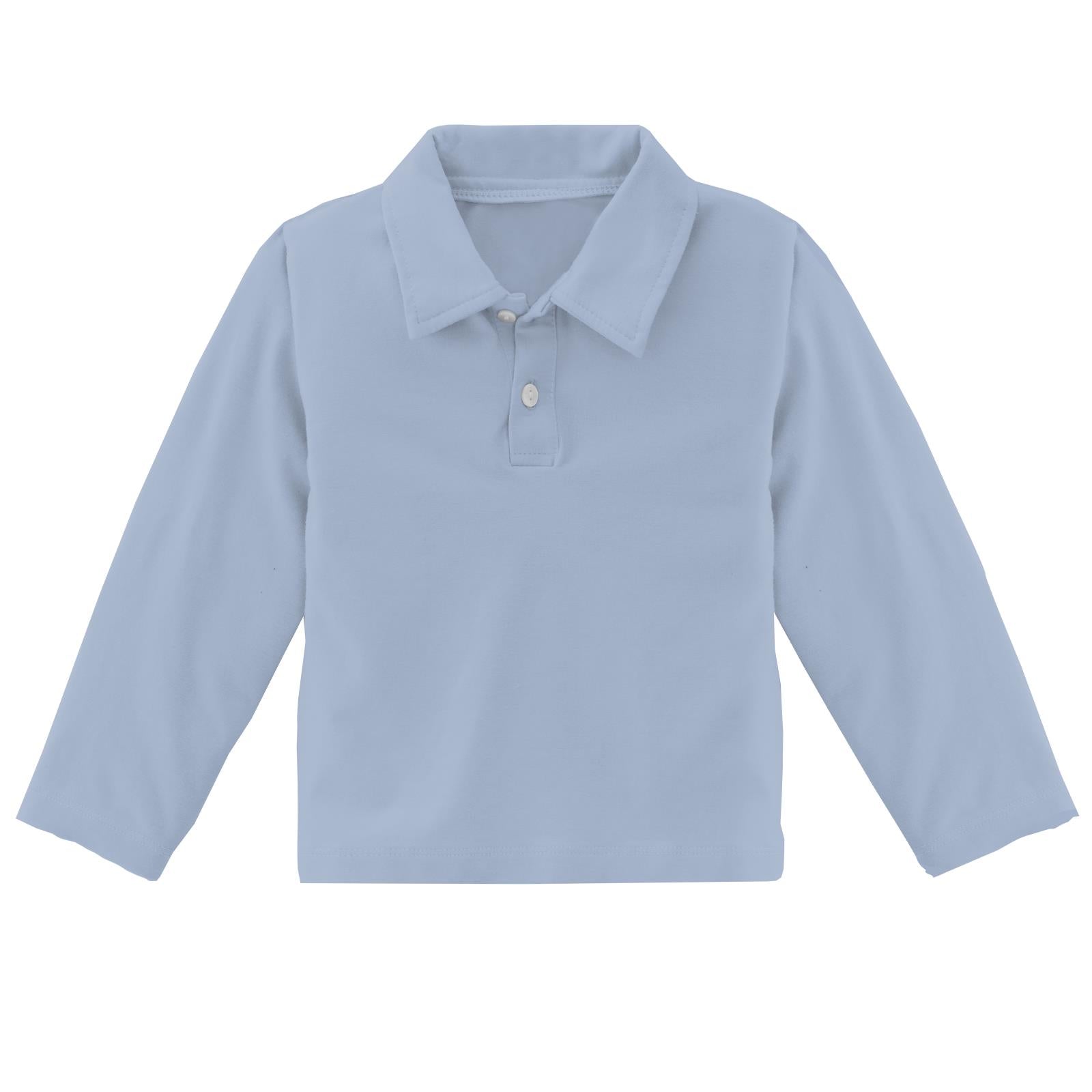 Long Sleeve Polo in Pond