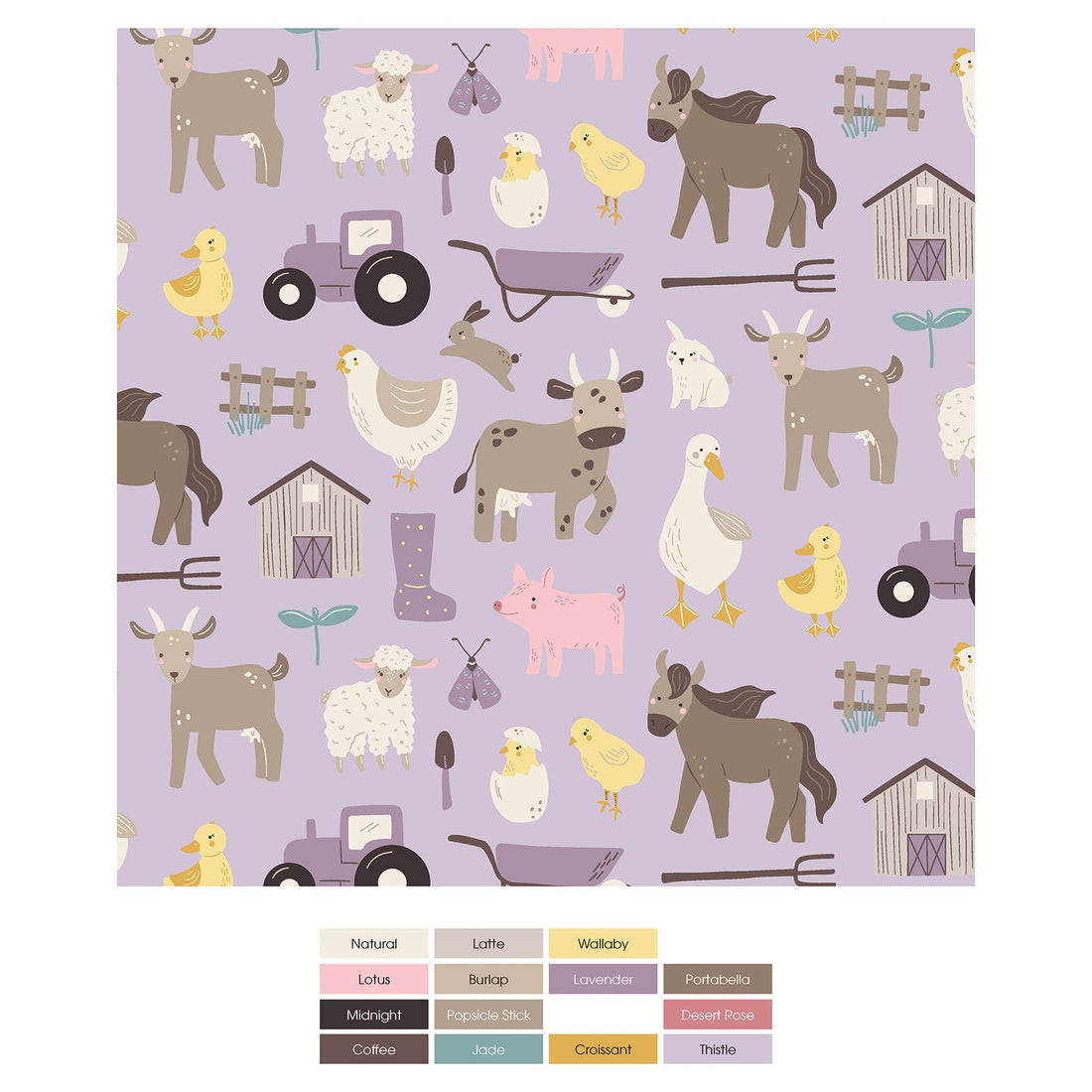Print Coverall with 2 Way Zipper in Thistle Morning on the Farm