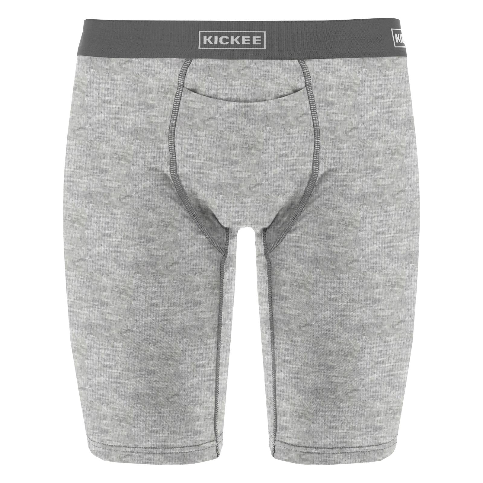 Men's Long Boxer Brief with Top Fly in Heathered Mist