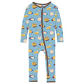 Print Coverall with 2 Way Zipper in Seaside Blue Breakfast in Bed