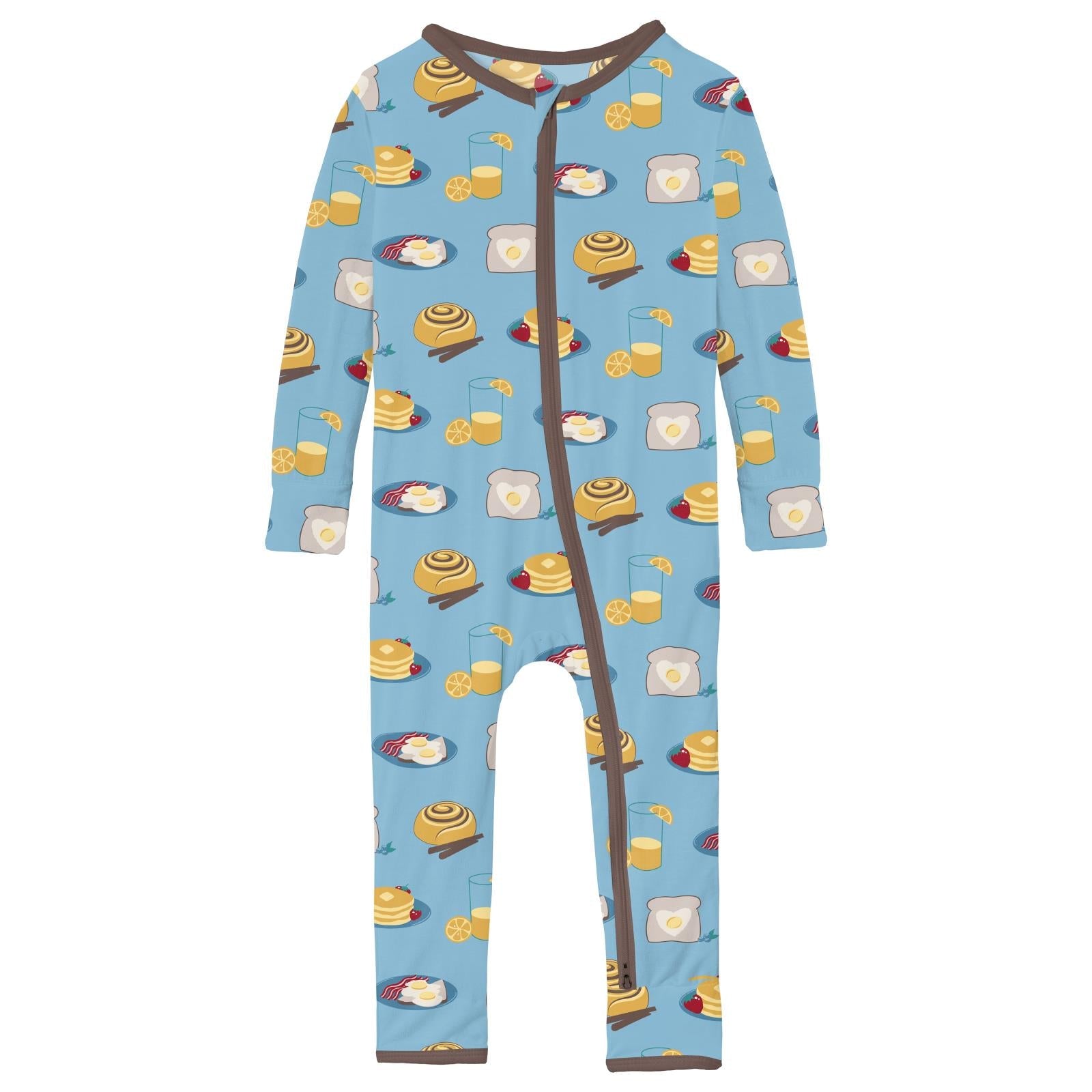 Print Coverall with 2 Way Zipper in Seaside Blue Breakfast in Bed