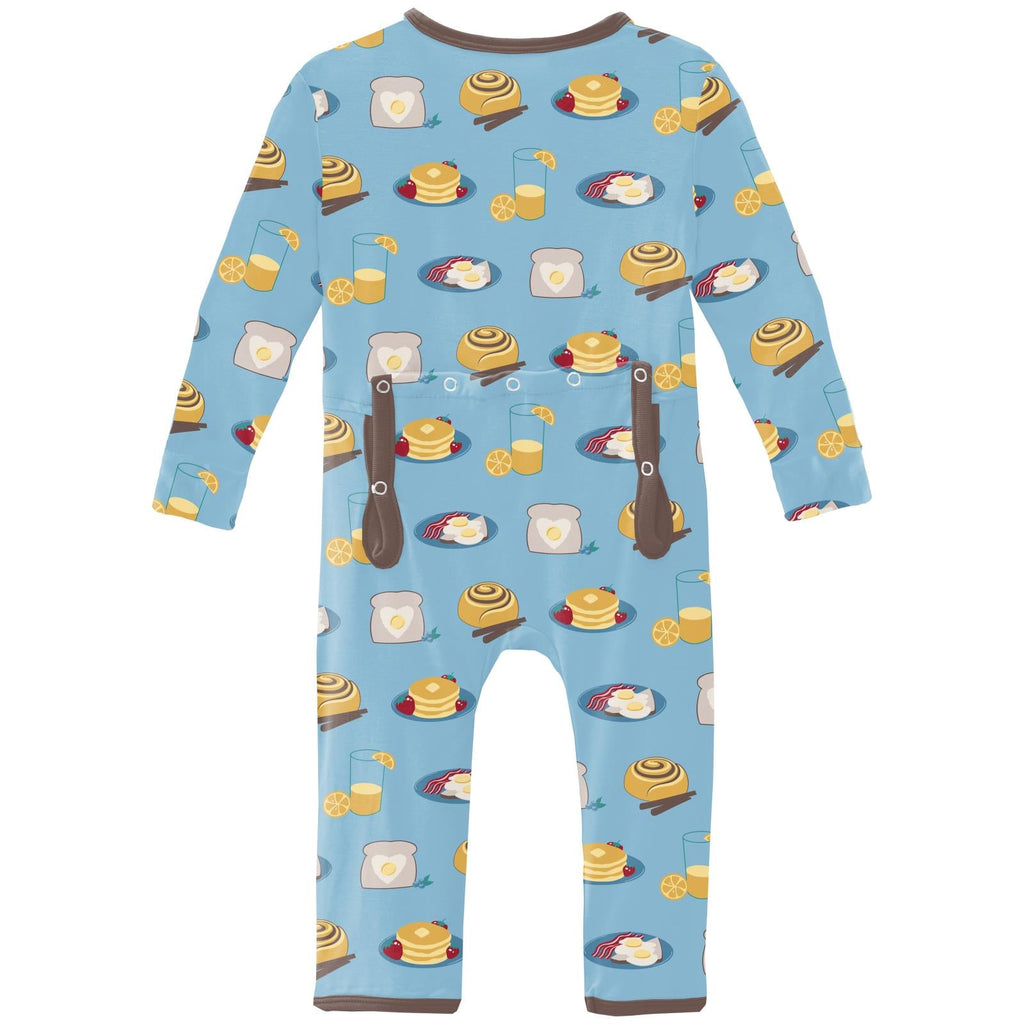 Print Coverall with 2 Way Zipper in Seaside Blue Breakfast in Bed