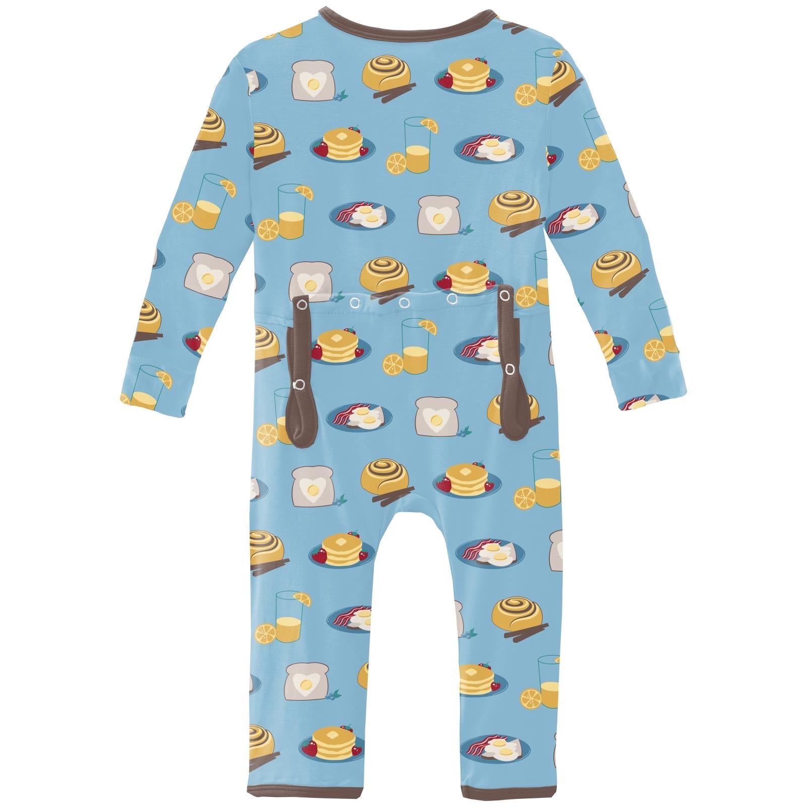 Print Coverall with 2 Way Zipper in Seaside Blue Breakfast in Bed