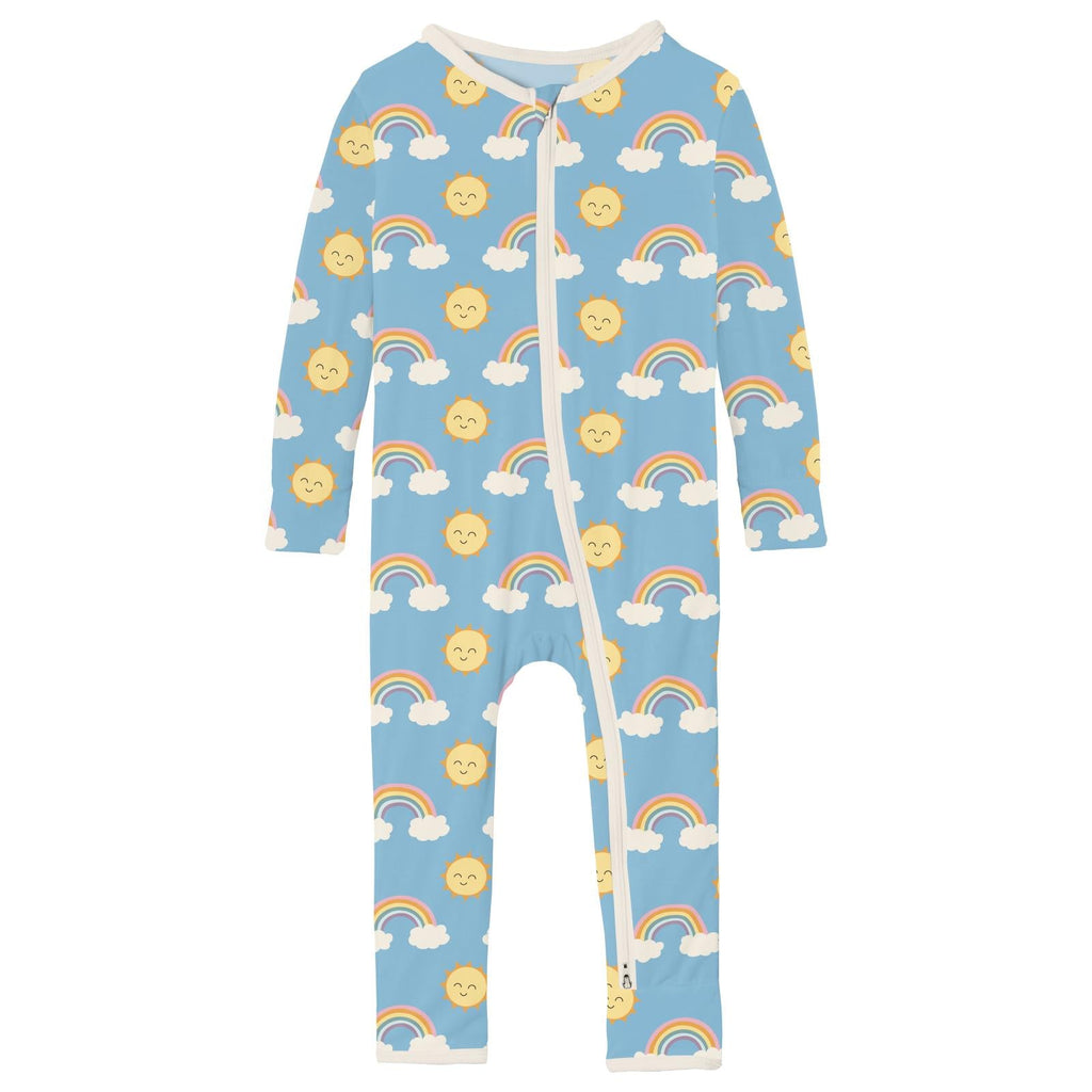 Print Coverall with 2 Way Zipper in Sunshine and Rainbows