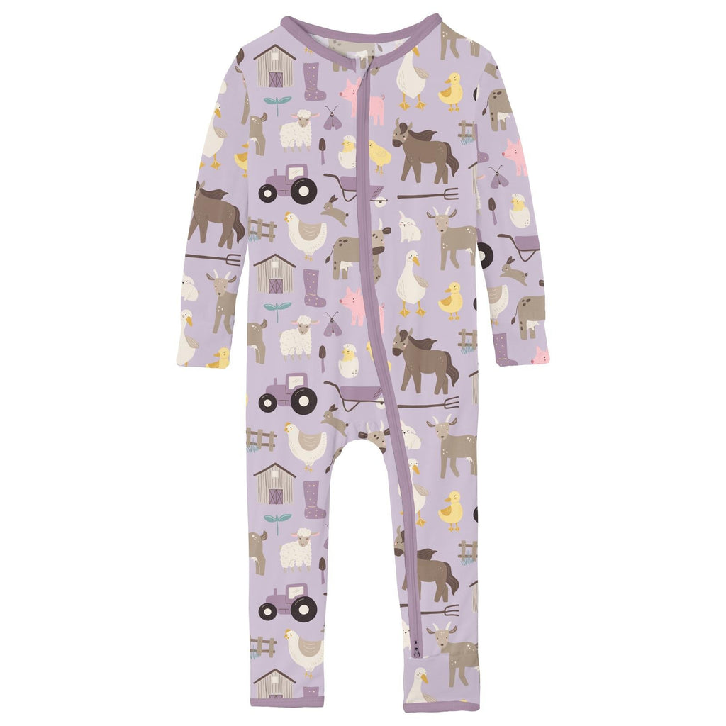 Print Coverall with 2 Way Zipper in Thistle Morning on the Farm