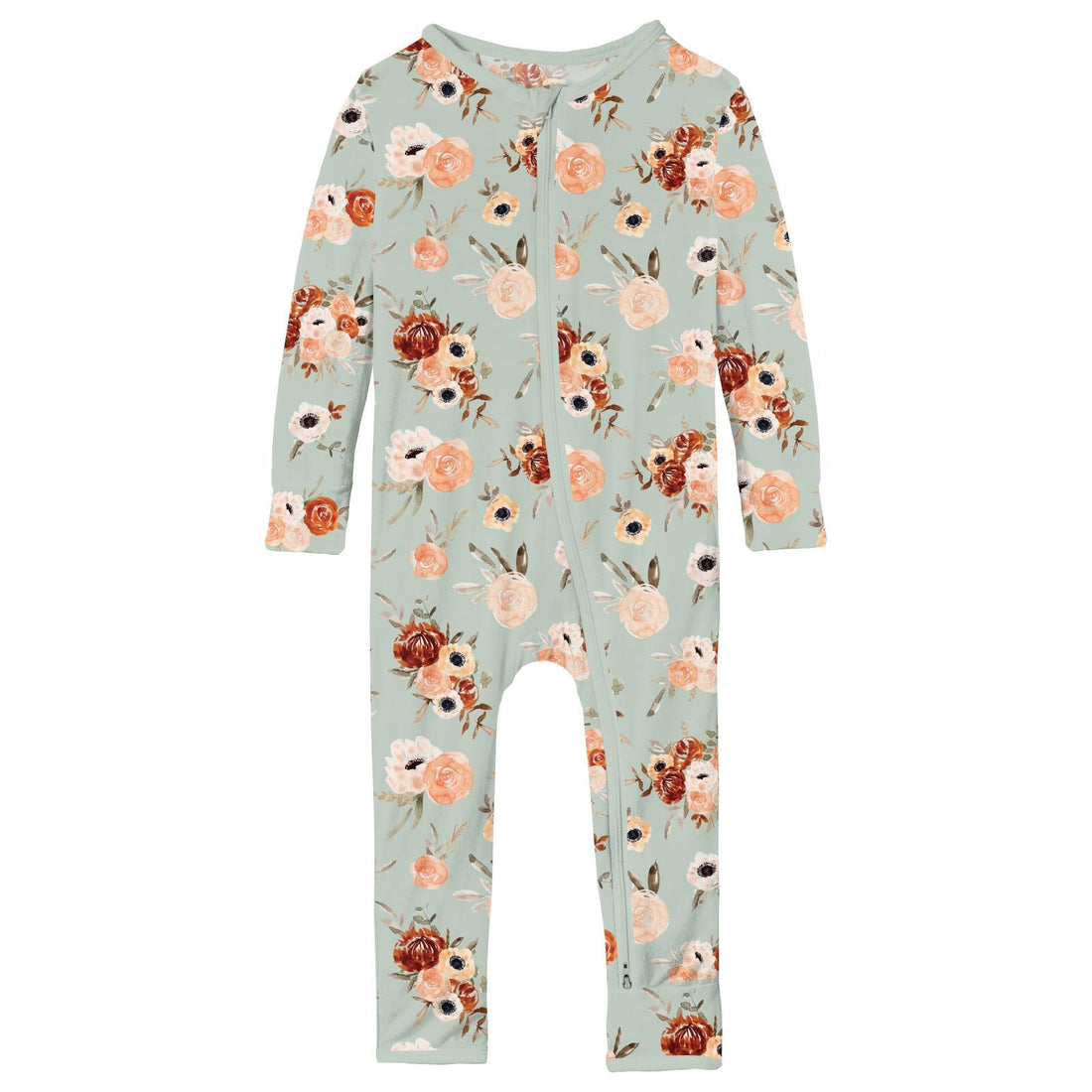 Print Coverall with 2 Way Zipper in Aloe Fall Floral