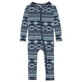 Print Coverall with 2 Way Zipper in Peacoat Mayan Print