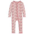 Print Coverall with 2 Way Zipper in Baby Rose Fair Carousel