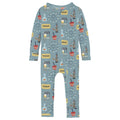 Print Coverall with 2 Way Zipper in Stormy Sea Fall Fair
