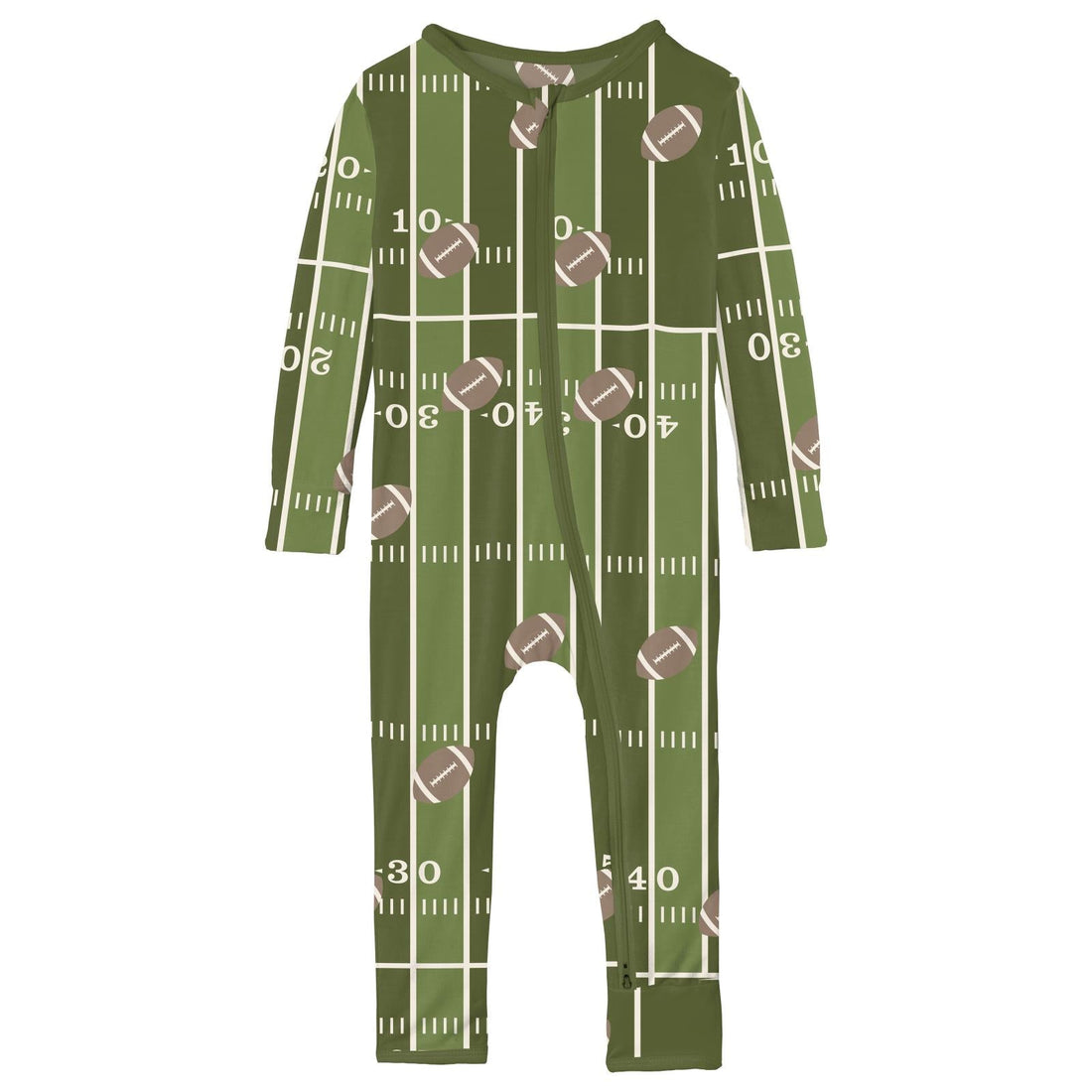 Print Coverall with 2 Way Zipper in Pesto Football