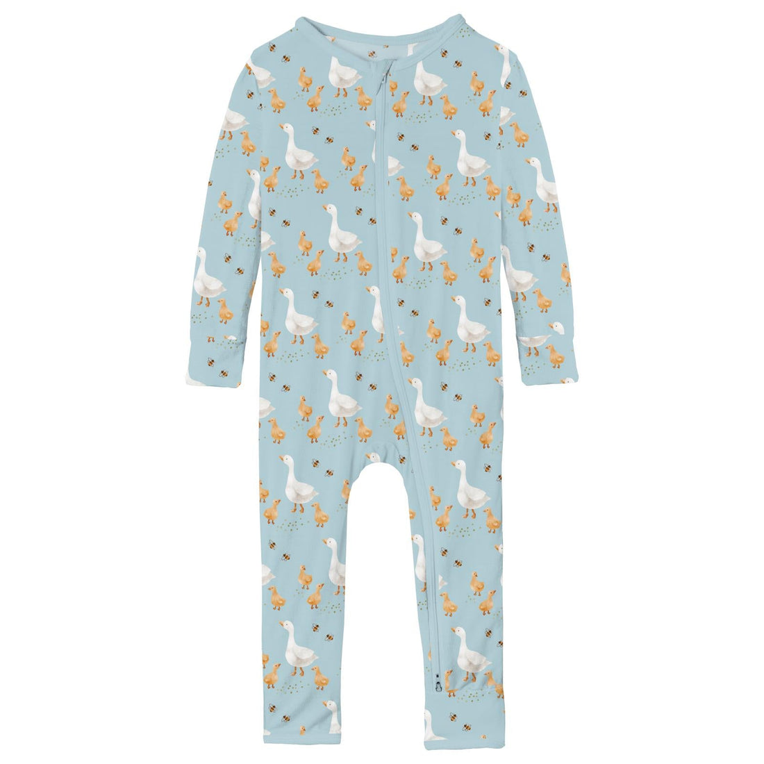Print Coverall with 2 Way Zipper in Spring Sky Feeding Ducks