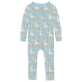 Print Coverall with 2 Way Zipper in Spring Sky Feeding Ducks