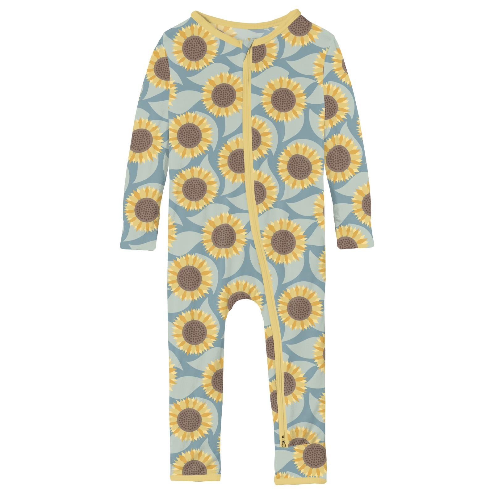 Print Coverall with 2 Way Zipper in Stormy Sea Sunflower
