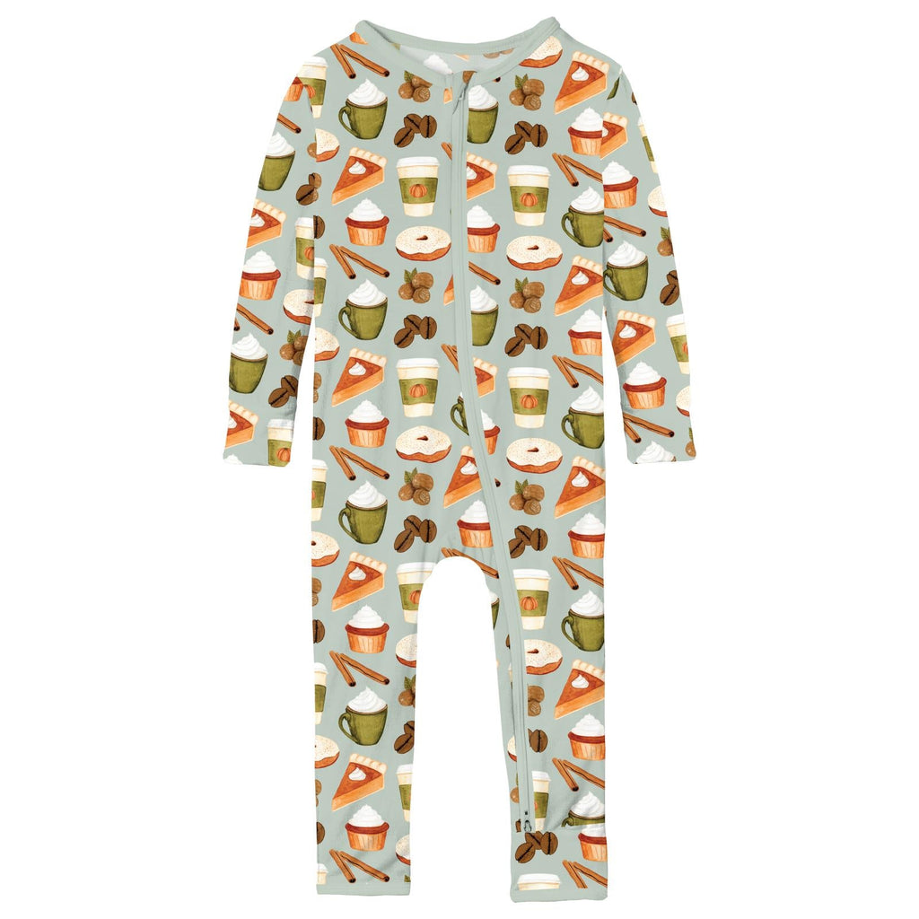 Print Coverall with 2 Way Zipper in Aloe Pumpkin Spice